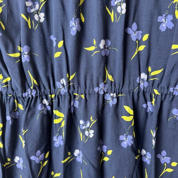 NWT Loft Floral Dress Womens XS Ruffle Flutter Knee Length Navy Romantic Pretty - Picture 11 of 13